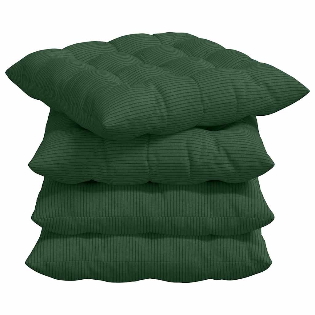 vidaXL Poduszki na siedziska 4 pcs Ciemna zieleń 40 x 40 x 6 cm