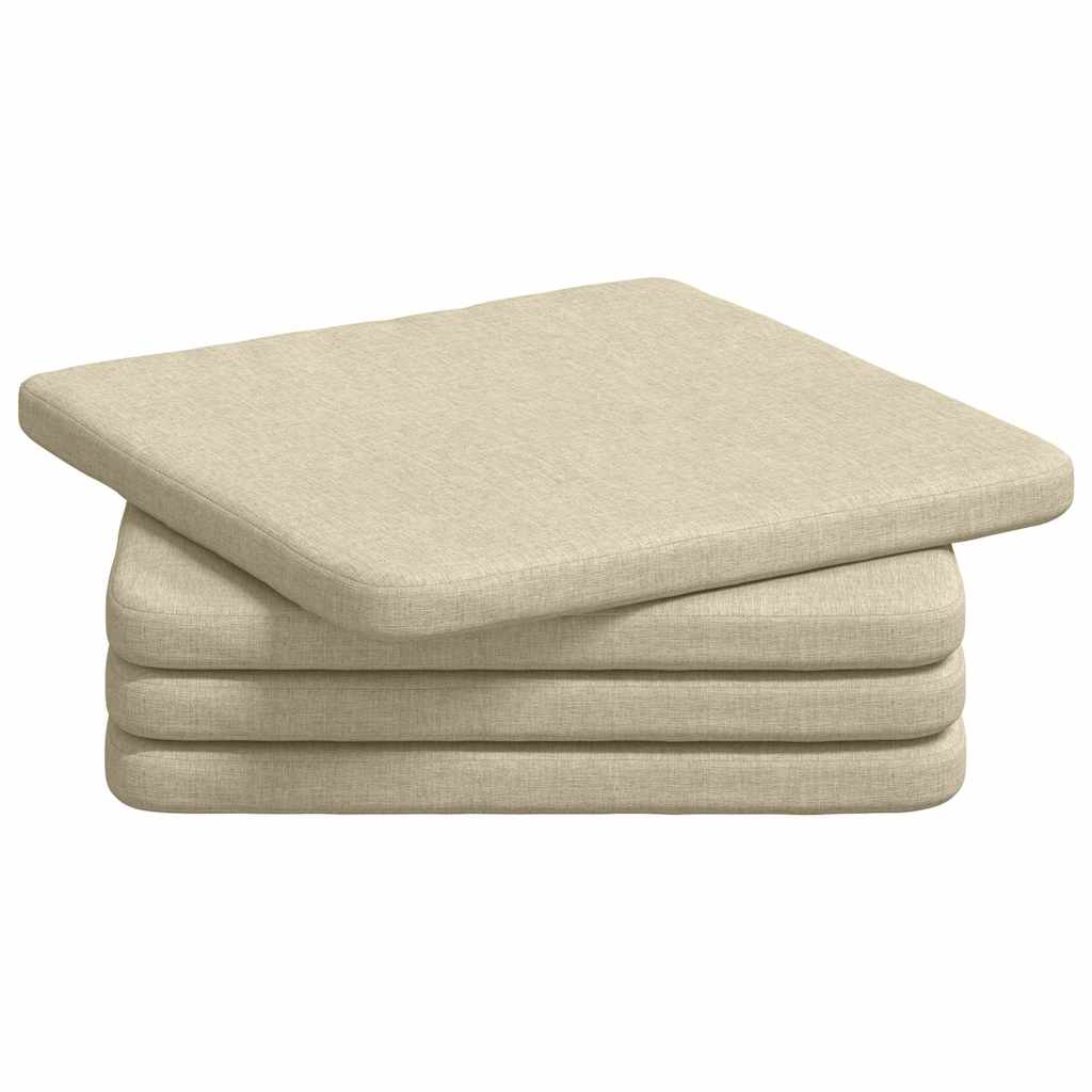 vidaXL Poduszki na siedziska 4 pcs Kremowy 40 x 40 x 3 cm tkanina