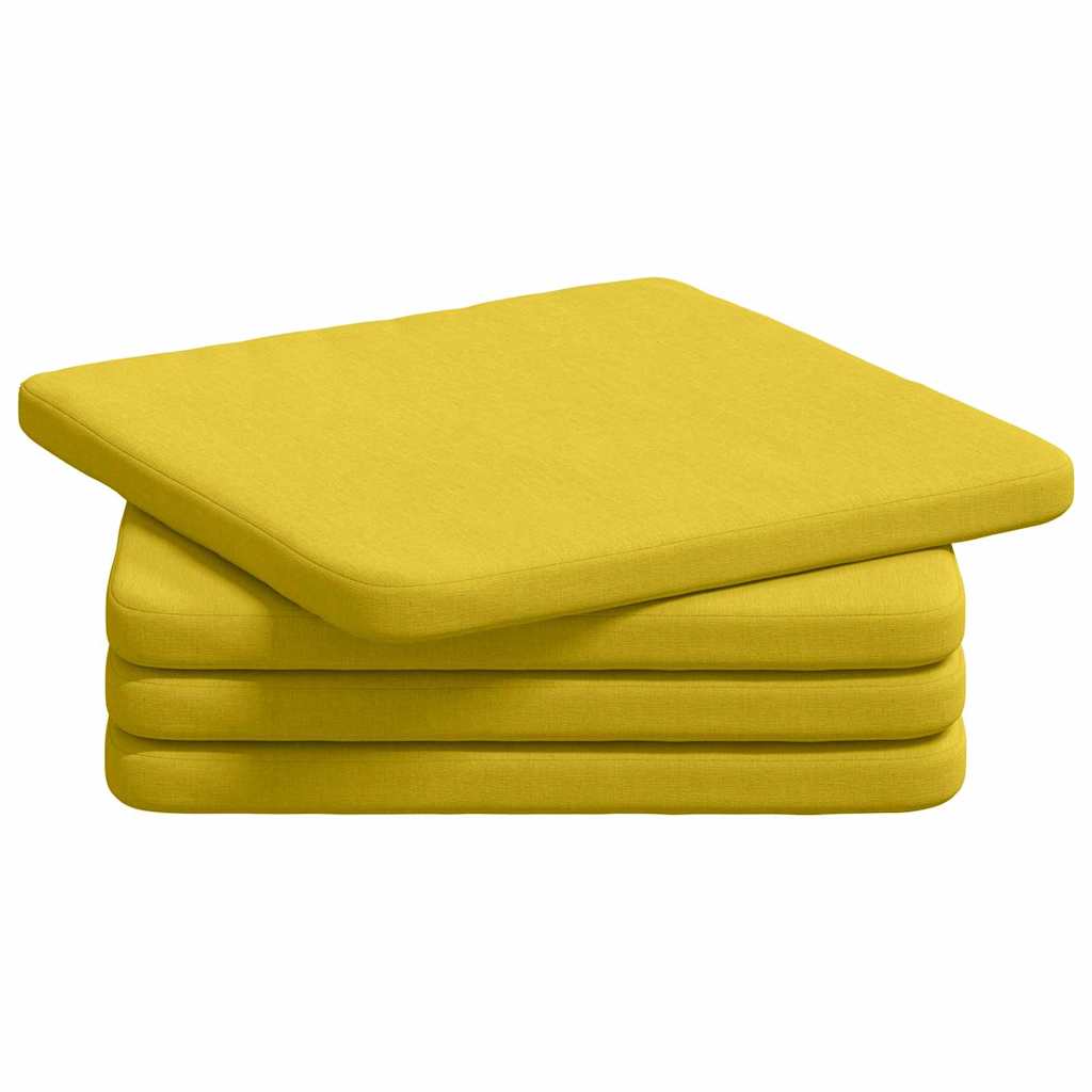 vidaXL Poduszki na siedziska 4 pcs Jasnożółty 40 x 40 x 3 cm tkanina