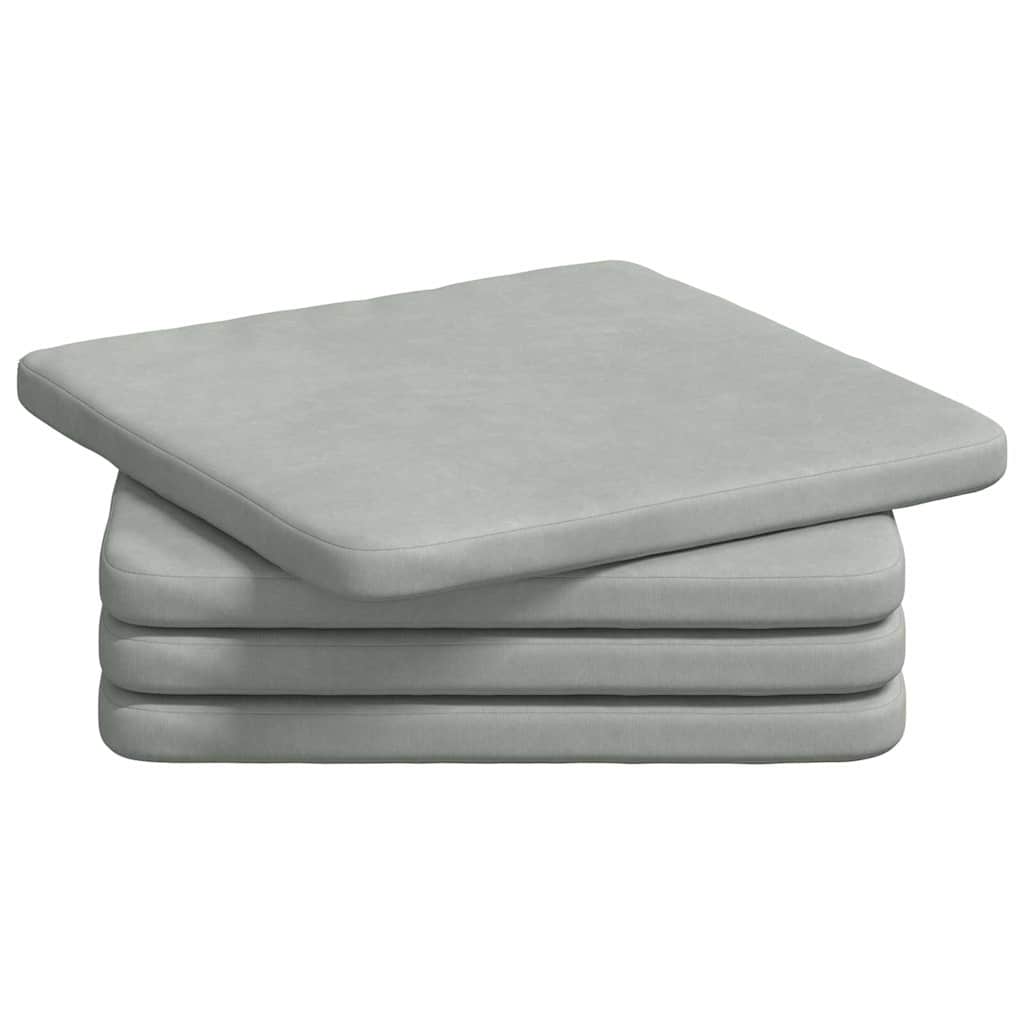 vidaXL Poduszki na siedziska 4 pcs Jasnoszary 40 x 40 x 3 cm Aksamit