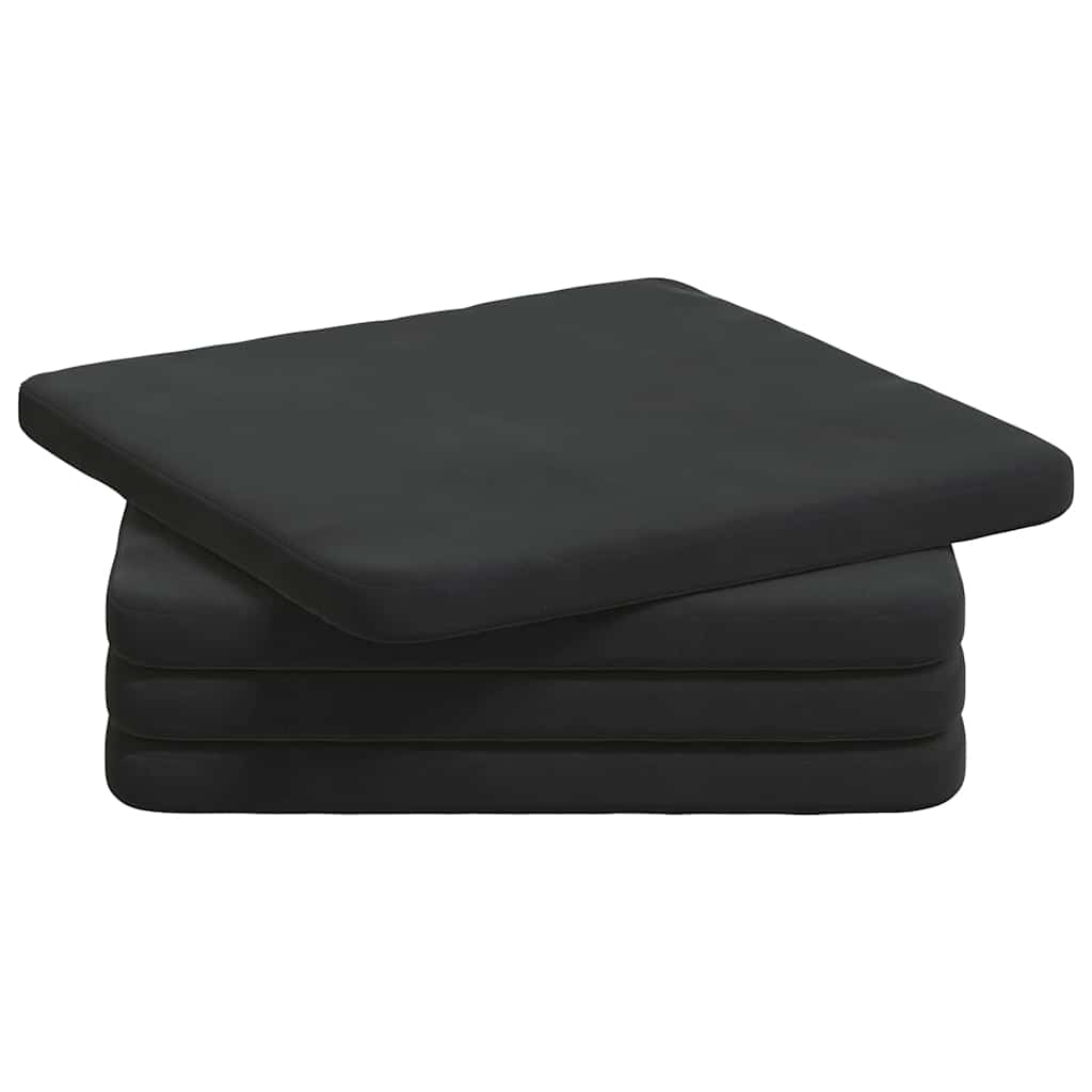 vidaXL Poduszki na siedziska 4 pcs Czarny 40 x 40 x 3 cm Aksamit