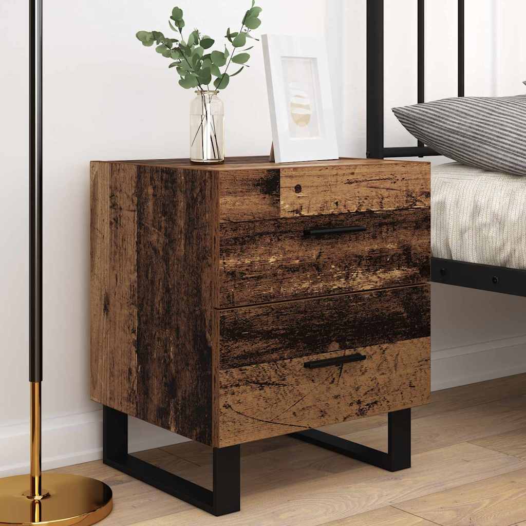 vidaXL Szafka Nocna 2 pcs Stare drewno i czarny 40 x 35 x 47,5 cm