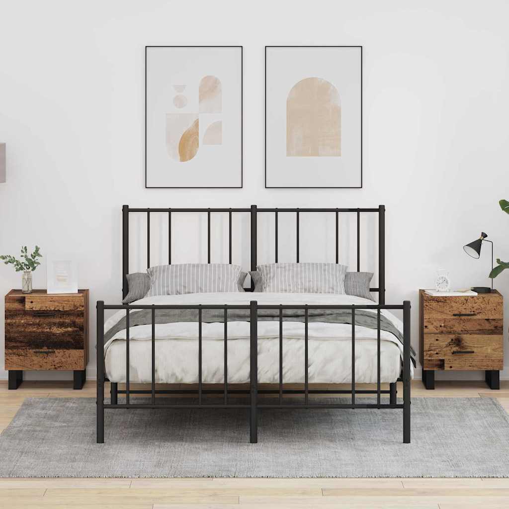 vidaXL Szafka Nocna 2 pcs Stare drewno i czarny 40 x 35 x 47,5 cm