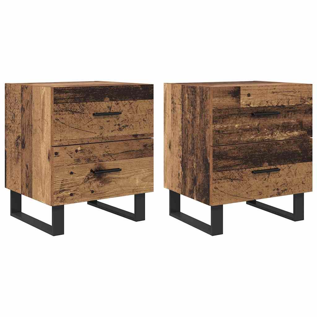vidaXL Szafka Nocna 2 pcs Stare drewno i czarny 40 x 35 x 47,5 cm