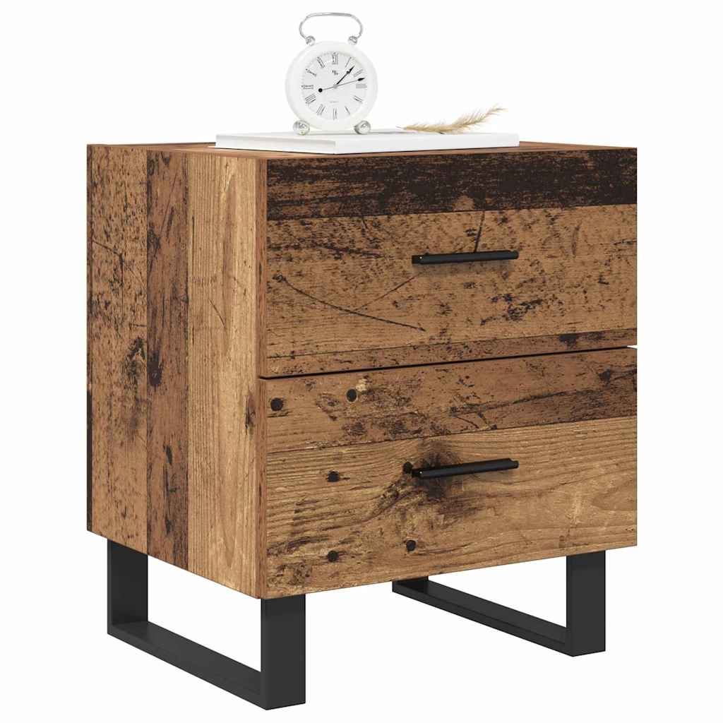 vidaXL Szafka Nocna 2 pcs Stare drewno i czarny 40 x 35 x 47,5 cm