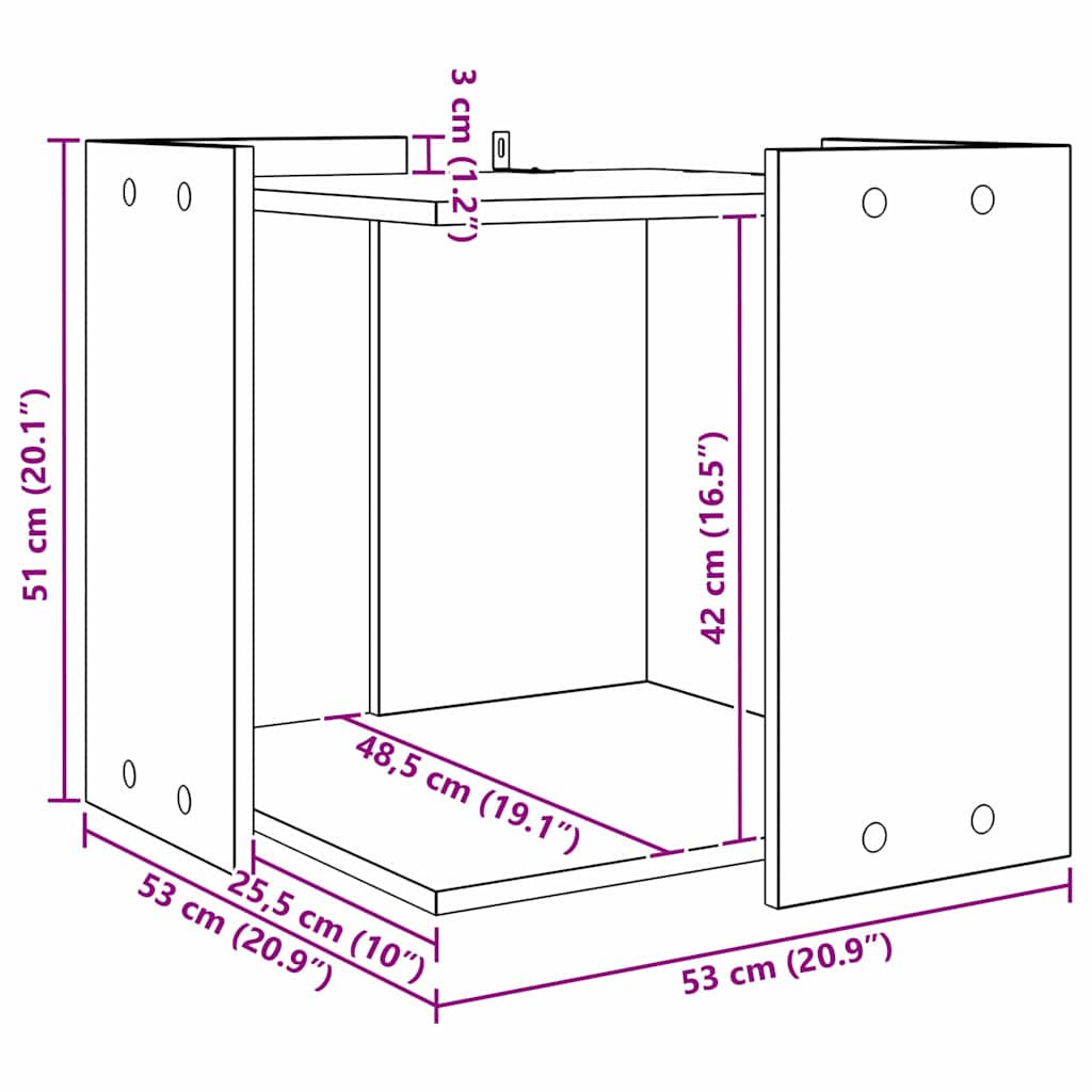 vidaXL Klatka na żwirek dla kota Czarny dąb 53 x 53 x 51 cm