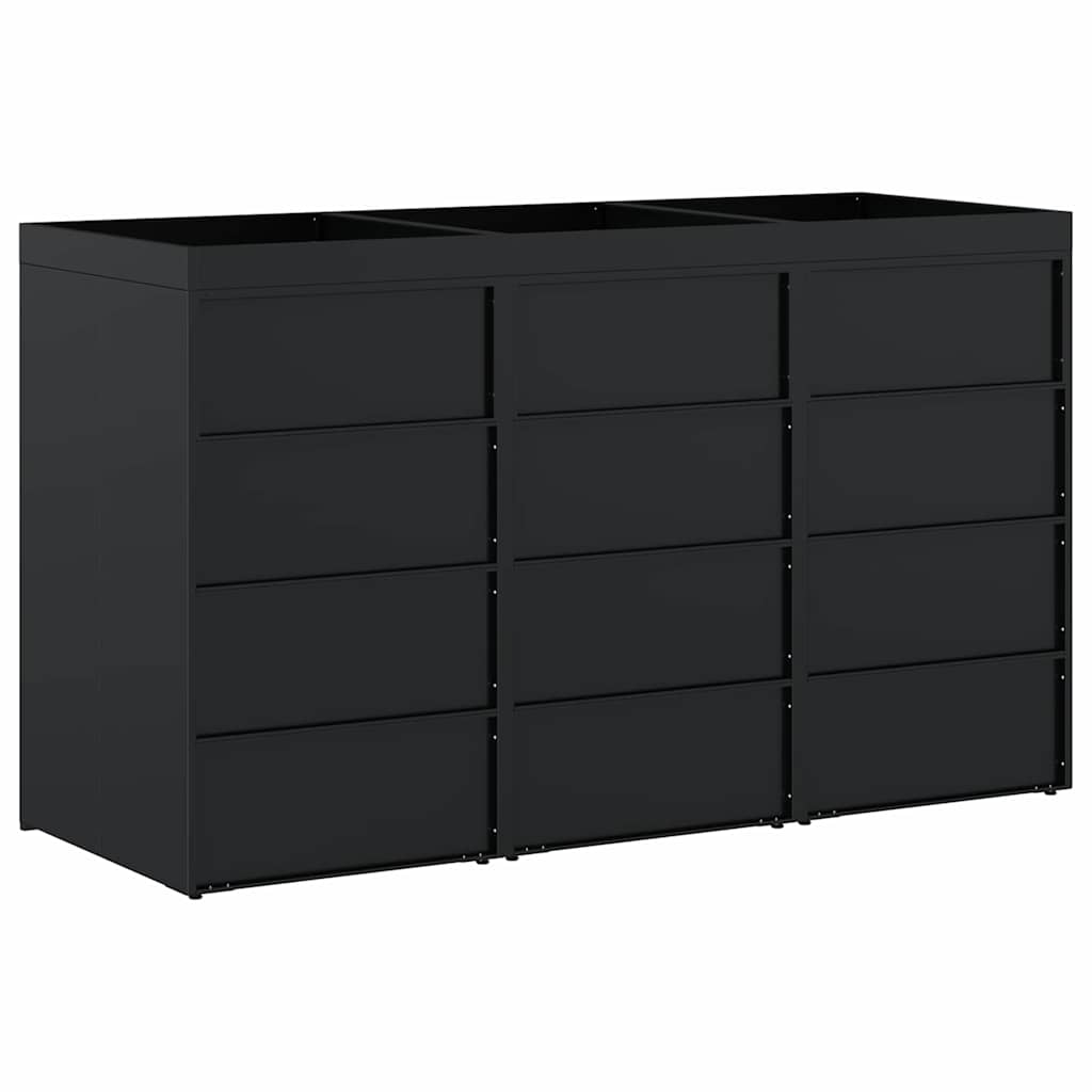 vidaXL Przechowalnia na 3 kosze na odpady Czarny 204 x 77,5 x 121,5 cm