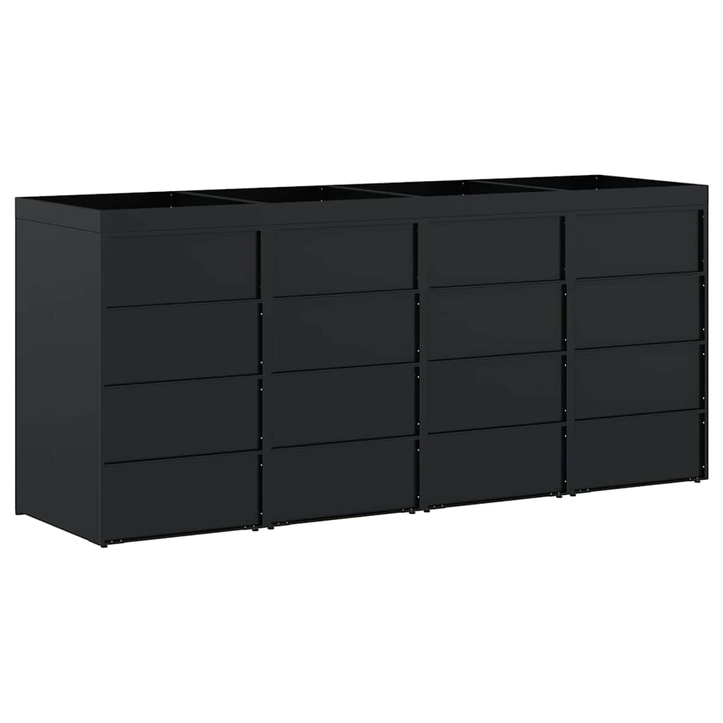 vidaXL Przechowalnia na 4 kosze na odpady Czarny 272 x 77,5 x 121,5 cm
