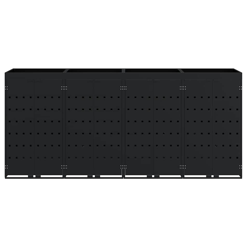 vidaXL Przechowalnia na 4 kosze na odpady Czarny 272 x 77,5 x 121,5 cm