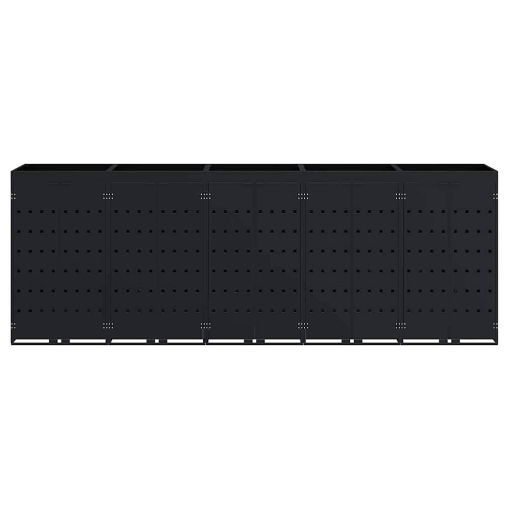 vidaXL Przechowalnia na 5 koszy na odpady Czarny 340 x 77,5 x 121,5 cm