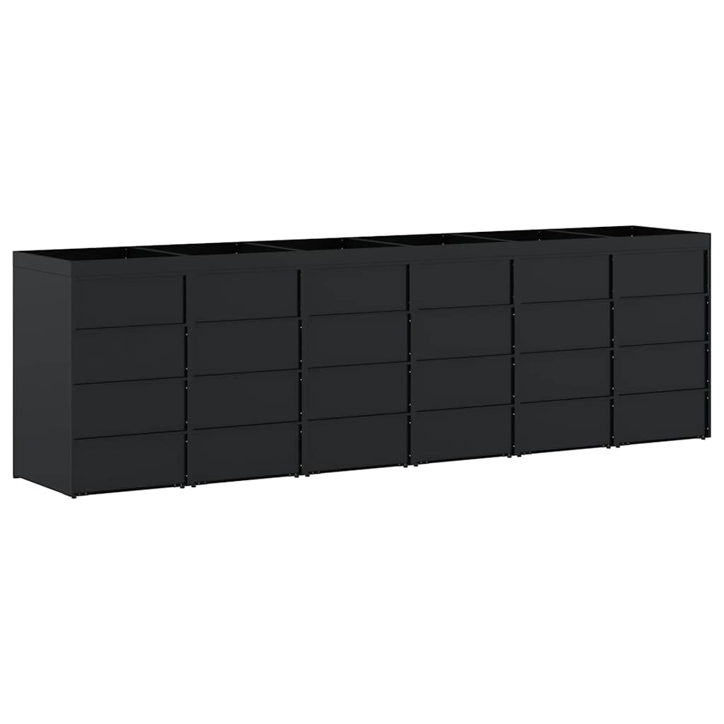 vidaXL Przechowalnia na 6 koszy na odpady Czarny 408 x 77,5 x 121,5 cm