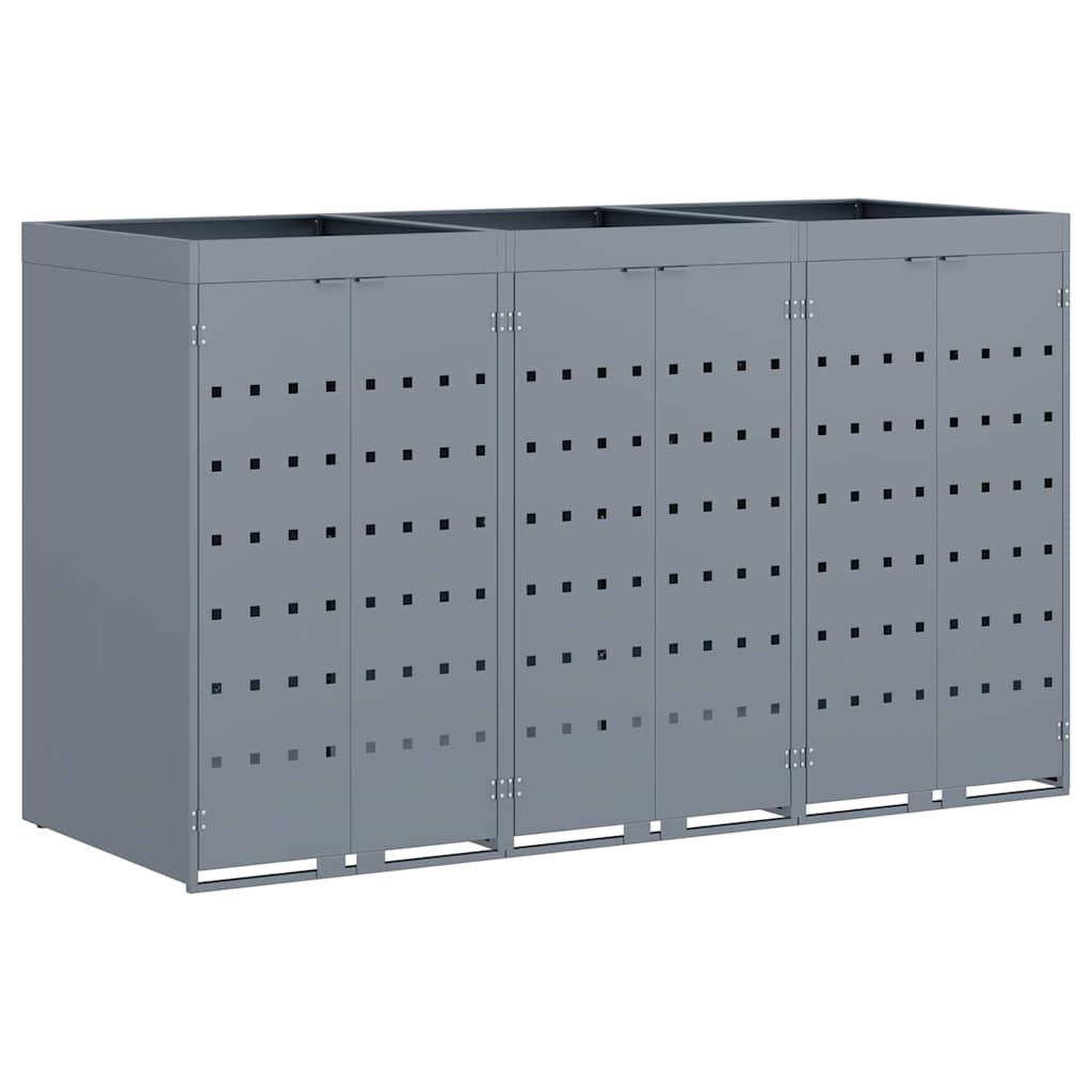 vidaXL Przechowalnia na 3 kosze na odpady Jasnoszary