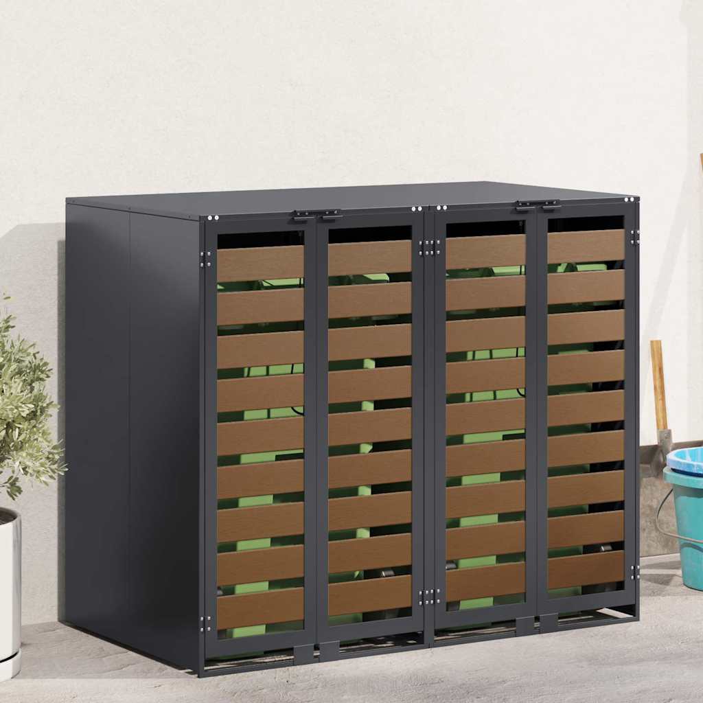 vidaXL Przechowalnia na 3 kosze na odpady 340 x 77.5 x 115.5 cm Stal