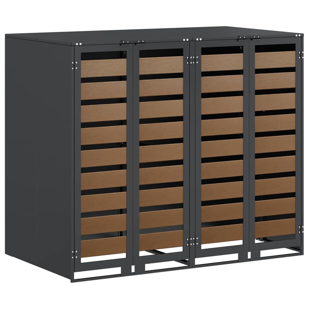 vidaXL Przechowalnia na 3 kosze na odpady 340 x 77.5 x 115.5 cm Stal