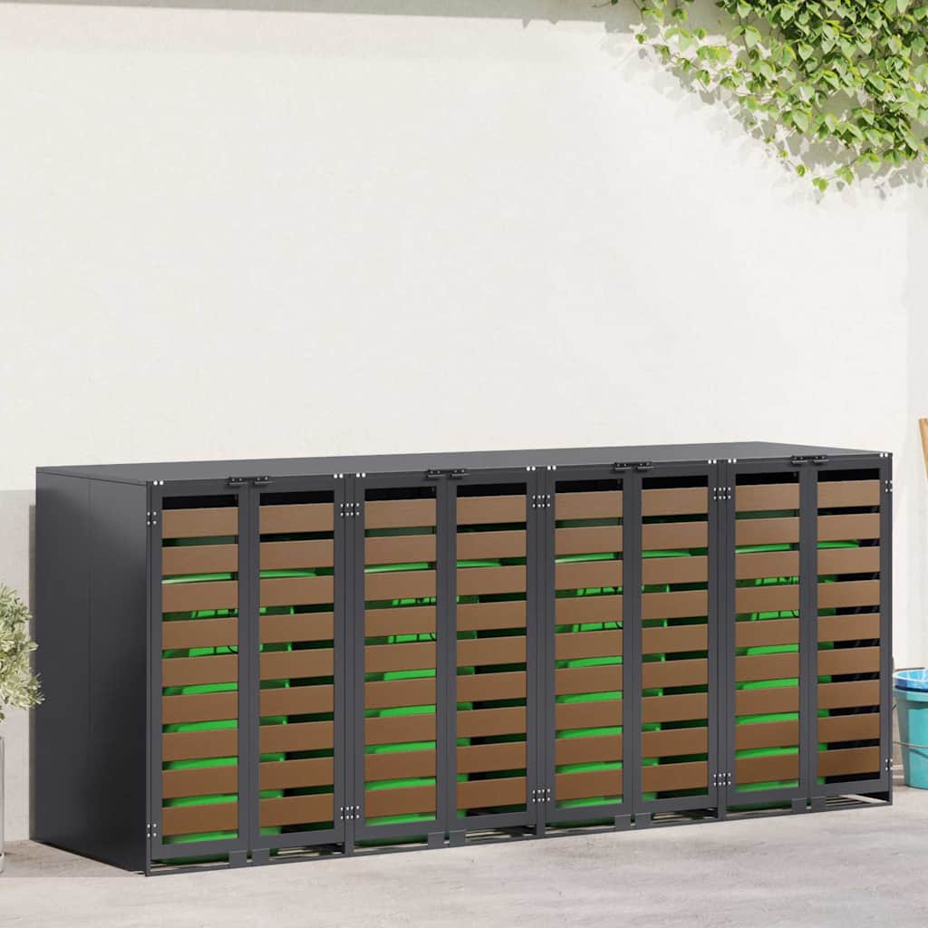 vidaXL Przechowalnia na 3 kosze na odpady 340 x 77.5 x 115.5 cm Stal