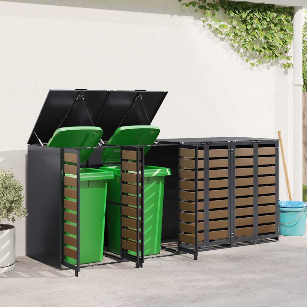 vidaXL Przechowalnia na 3 kosze na odpady 340 x 77.5 x 115.5 cm Stal
