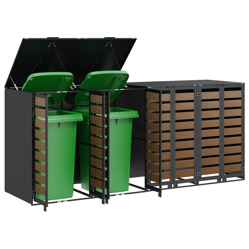 vidaXL Przechowalnia na 3 kosze na odpady 340 x 77.5 x 115.5 cm Stal