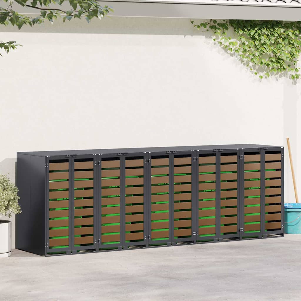 vidaXL Przechowalnia na 3 kosze na odpady 340 x 77.5 x 115.5 cm Stal