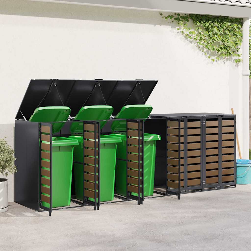 vidaXL Przechowalnia na 3 kosze na odpady 340 x 77.5 x 115.5 cm Stal