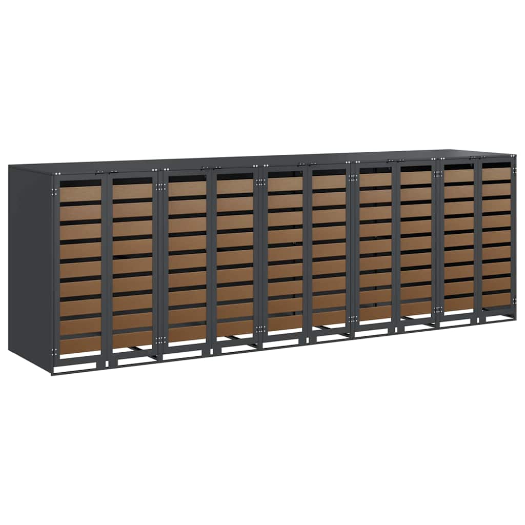 vidaXL Przechowalnia na 3 kosze na odpady 340 x 77.5 x 115.5 cm Stal