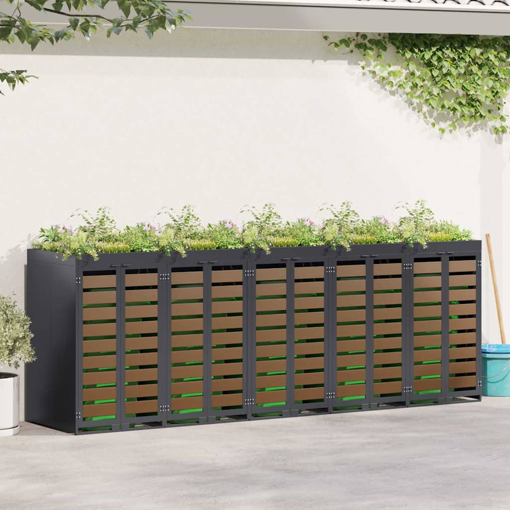 vidaXL Przechowalnia na 3 kosze na odpady 340 x 77.5 x 115.5 cm Stal
