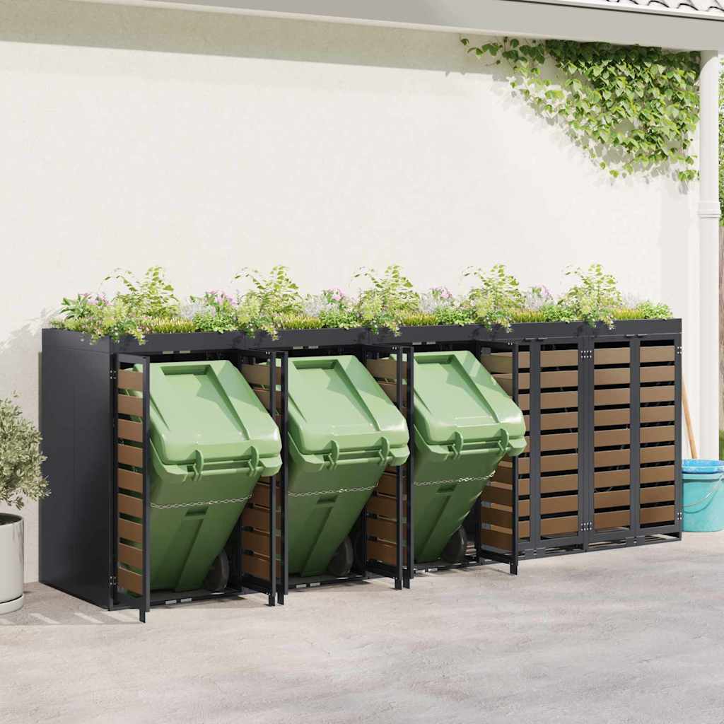 vidaXL Przechowalnia na 3 kosze na odpady 340 x 77.5 x 115.5 cm Stal