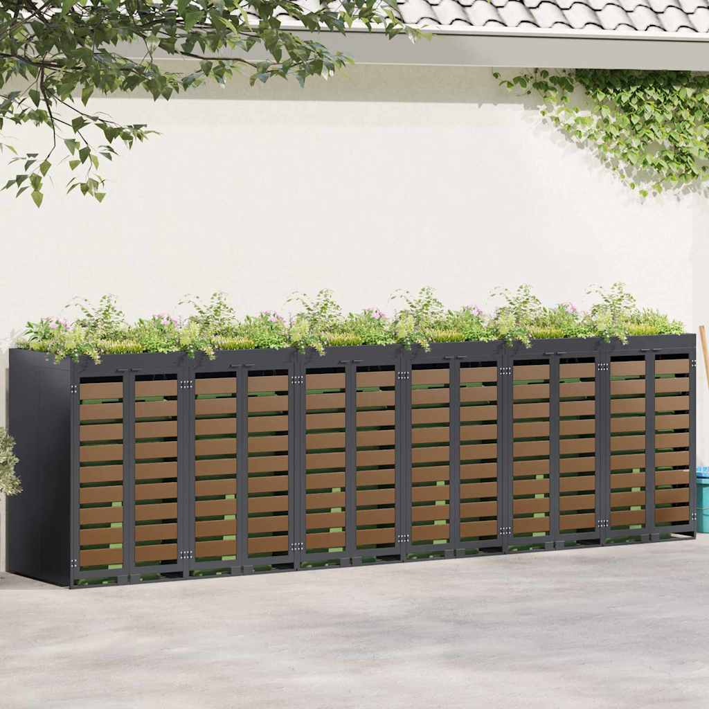 vidaXL Przechowalnia na 3 kosze na odpady 340 x 77.5 x 115.5 cm Stal