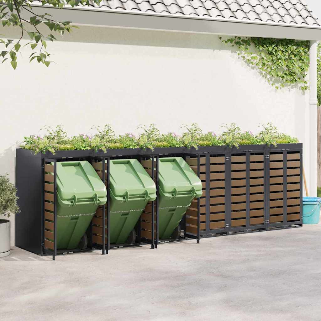 vidaXL Przechowalnia na 3 kosze na odpady 340 x 77.5 x 115.5 cm Stal