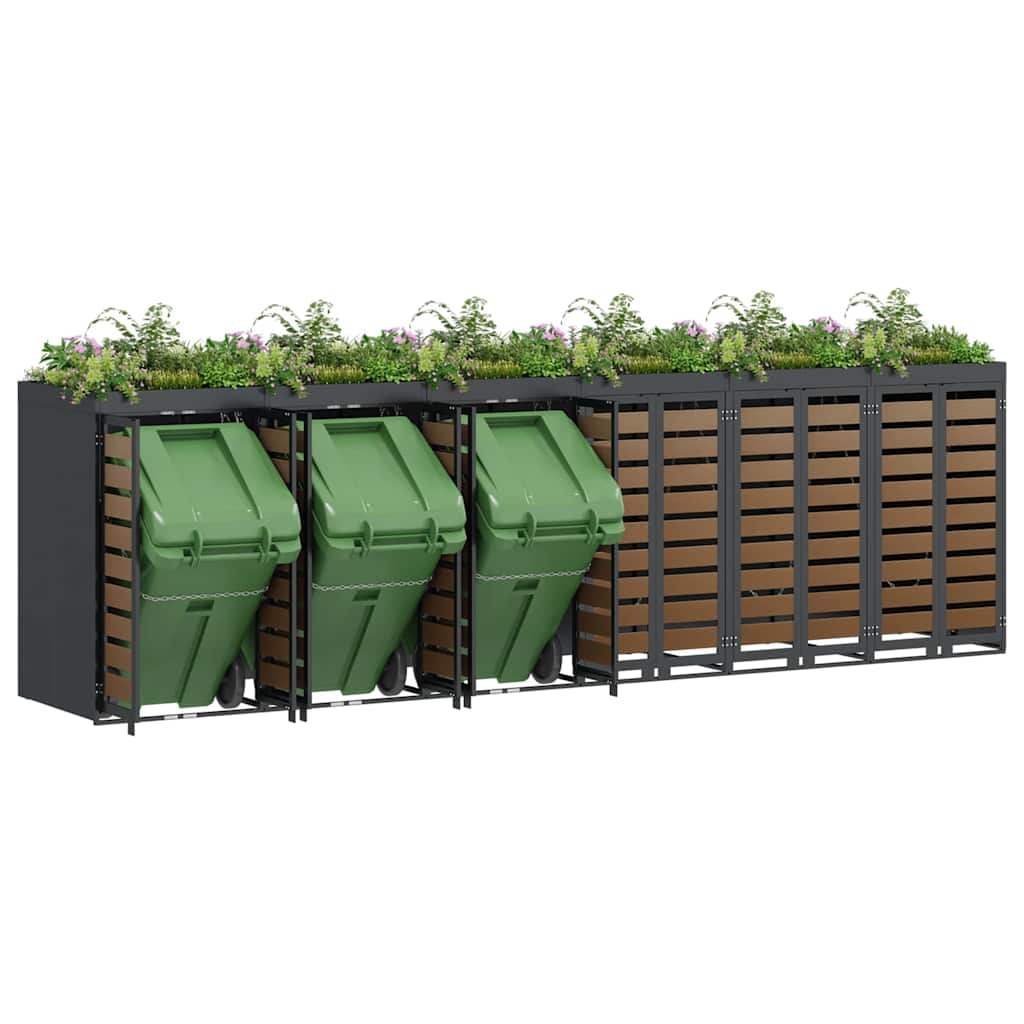 vidaXL Przechowalnia na 3 kosze na odpady 340 x 77.5 x 115.5 cm Stal
