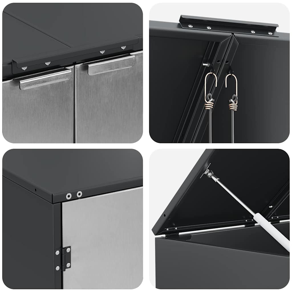 vidaXL Przechowalnia na 3 kosze na odpady 340 x 77.5 x 115.5 cm Stal