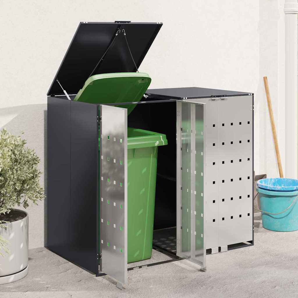 vidaXL Przechowalnia na 3 kosze na odpady 340 x 77.5 x 115.5 cm Stal
