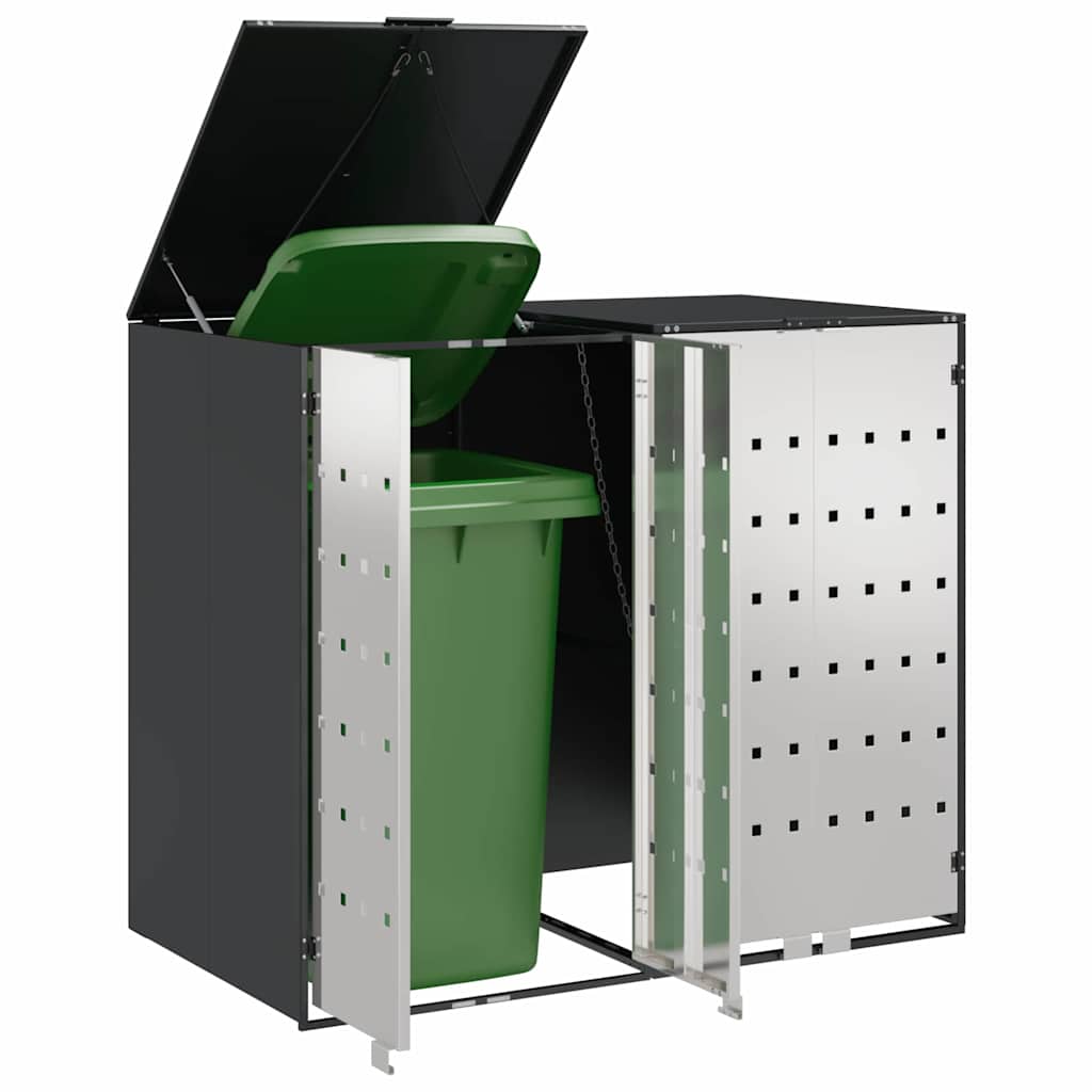 vidaXL Przechowalnia na 3 kosze na odpady 340 x 77.5 x 115.5 cm Stal