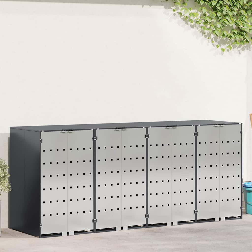 vidaXL Przechowalnia na 3 kosze na odpady 340 x 77.5 x 115.5 cm Stal