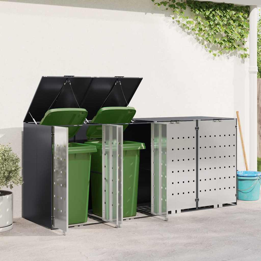 vidaXL Przechowalnia na 3 kosze na odpady 340 x 77.5 x 115.5 cm Stal