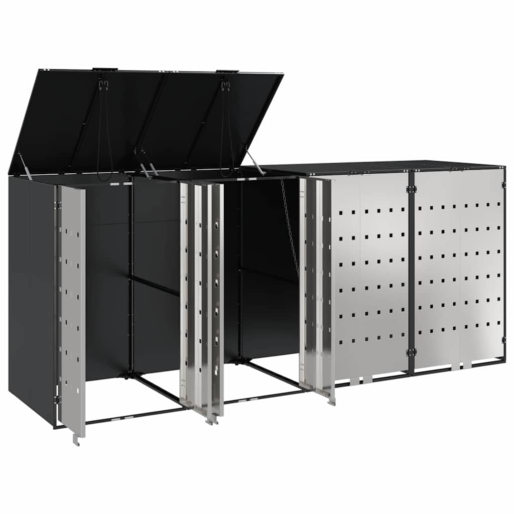 vidaXL Przechowalnia na 3 kosze na odpady 340 x 77.5 x 115.5 cm Stal