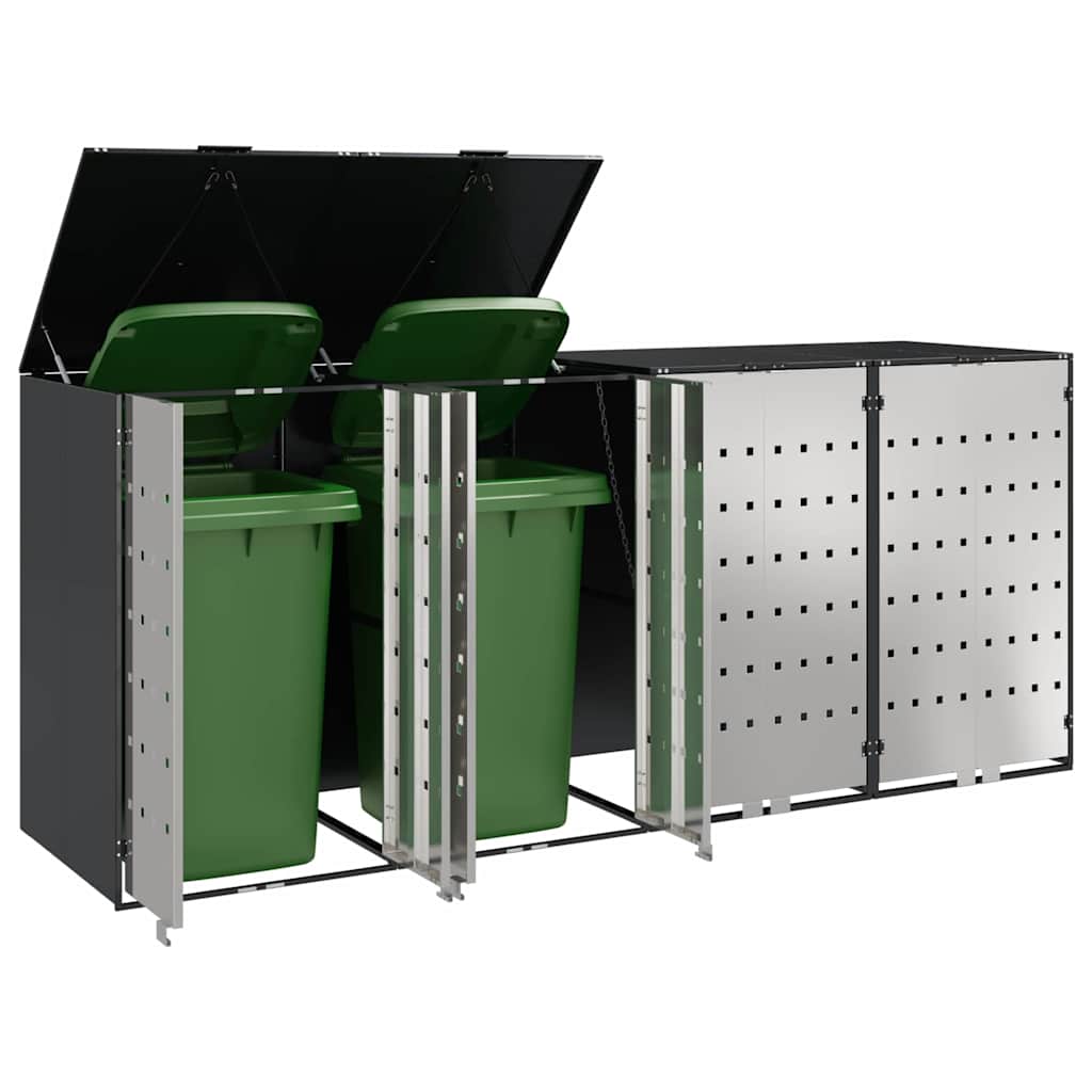 vidaXL Przechowalnia na 3 kosze na odpady 340 x 77.5 x 115.5 cm Stal