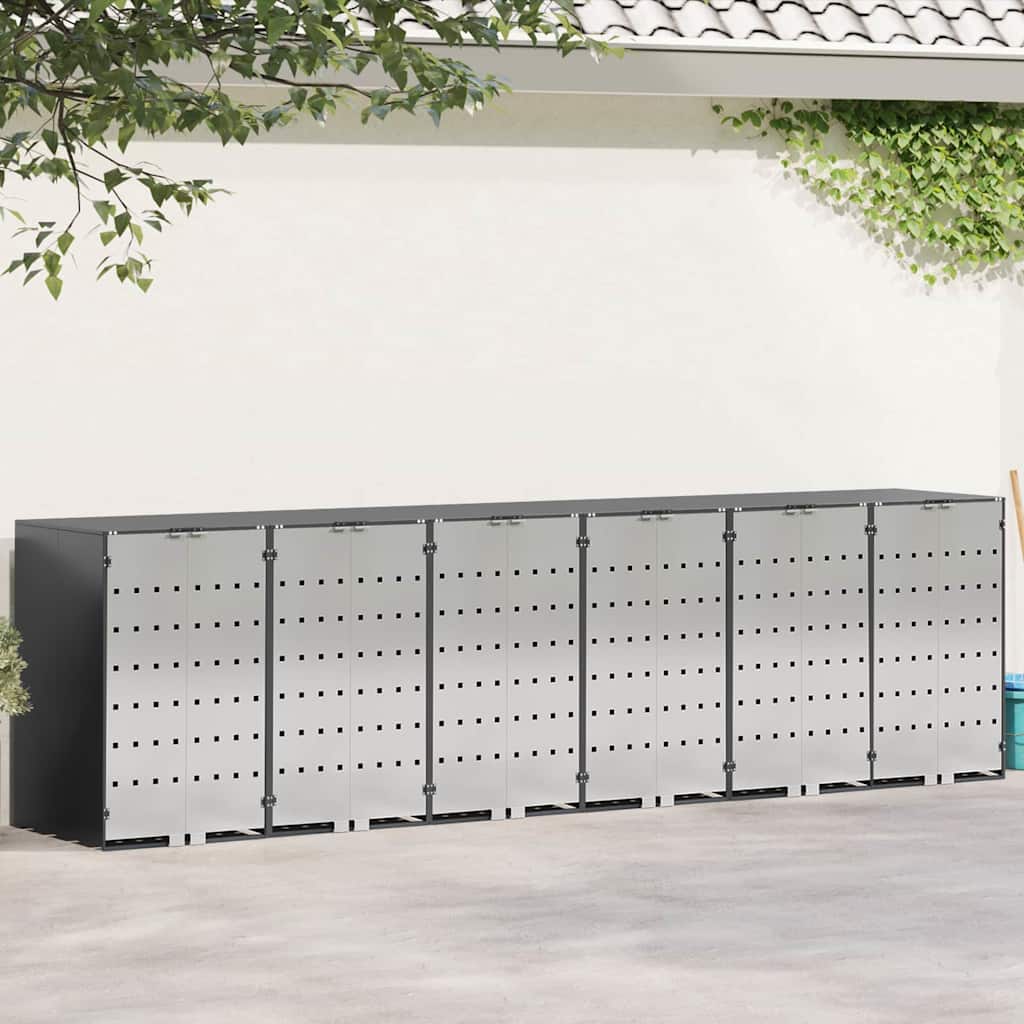 vidaXL Przechowalnia na 3 kosze na odpady 340 x 77.5 x 115.5 cm Stal