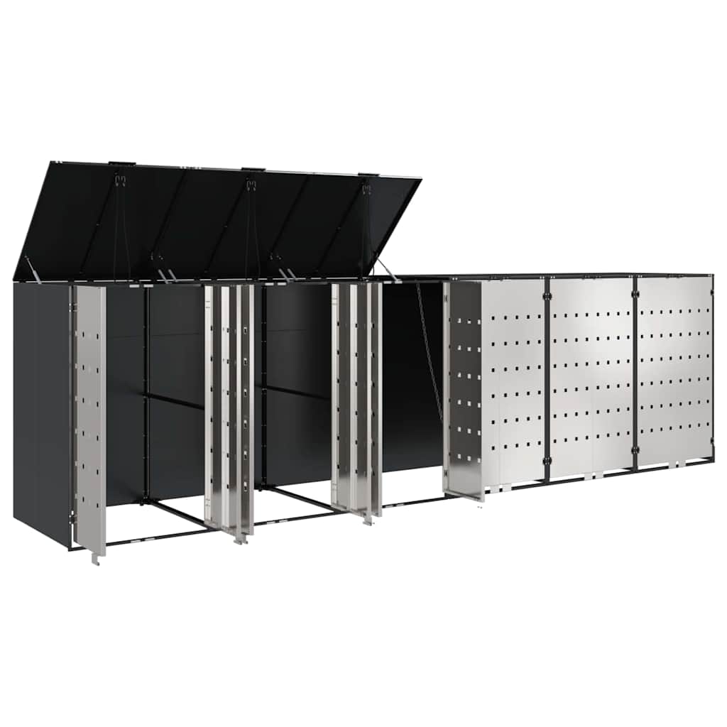 vidaXL Przechowalnia na 3 kosze na odpady 340 x 77.5 x 115.5 cm Stal