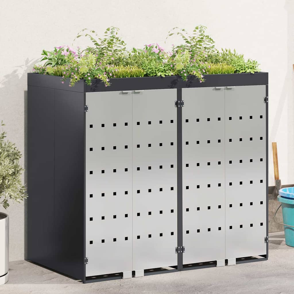 vidaXL Przechowalnia na 3 kosze na odpady 340 x 77.5 x 115.5 cm Stal