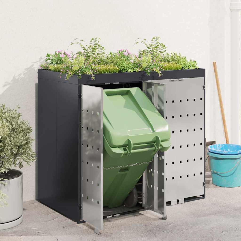vidaXL Przechowalnia na 3 kosze na odpady 340 x 77.5 x 115.5 cm Stal