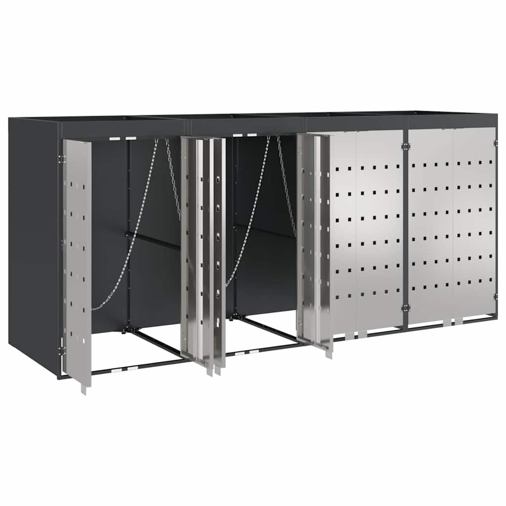 vidaXL Przechowalnia na 3 kosze na odpady 340 x 77.5 x 115.5 cm Stal
