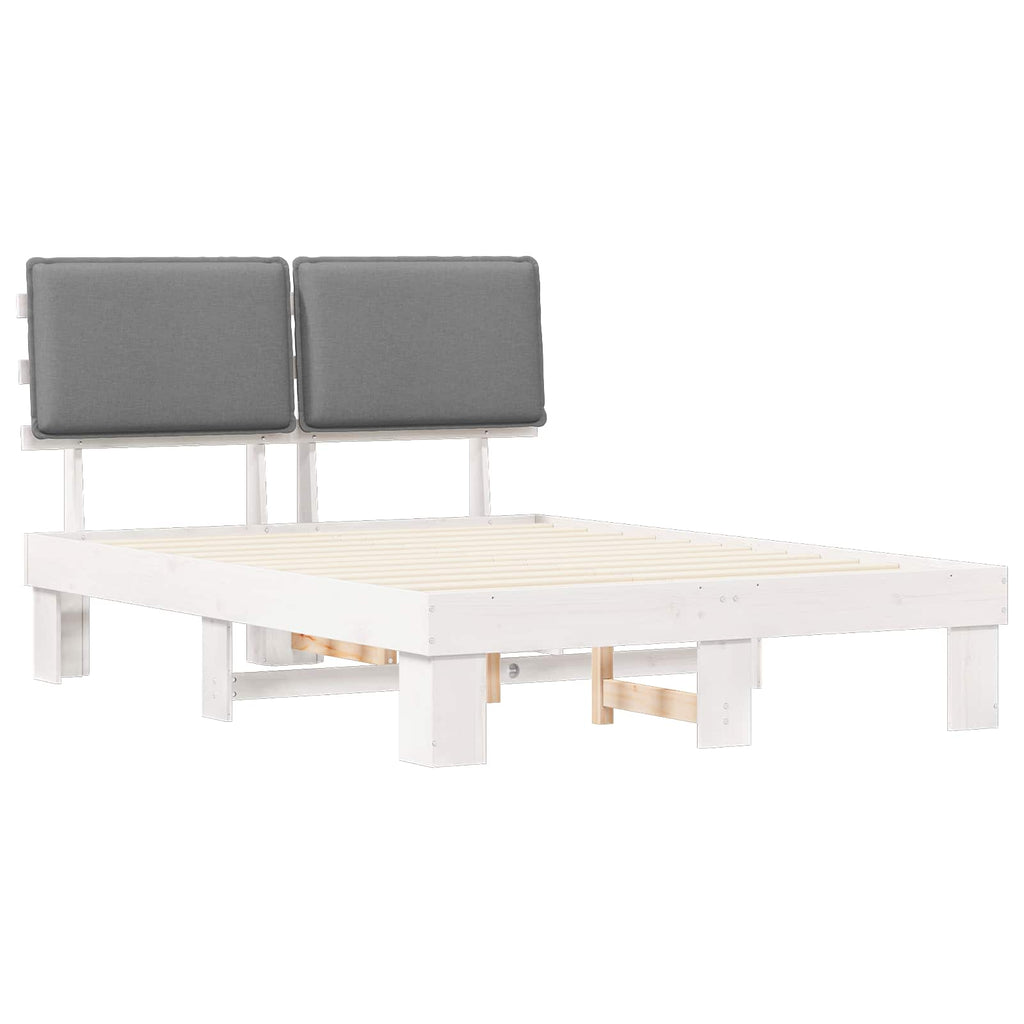 vidaXL Ramka łóżka z tapicerowanym wezgłowiem Jasnoszary 160 x 200 cm
