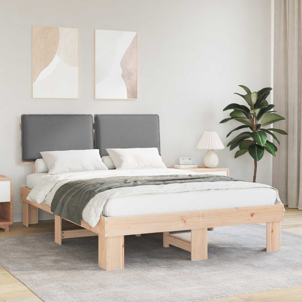 vidaXL Ramka łóżka z tapicerowanym wezgłowiem Jasnoszary 150 x 200 cm