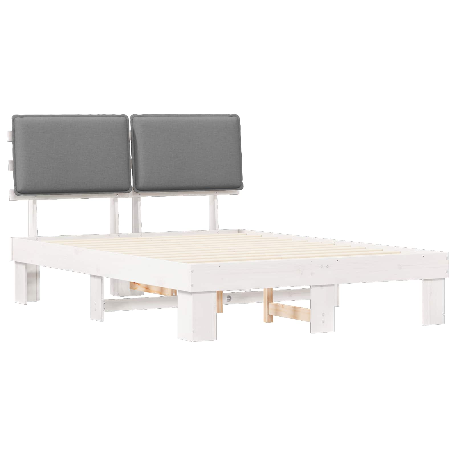 vidaXL Ramka łóżka z tapicerowanym wezgłowiem Jasnoszary 150 x 200 cm