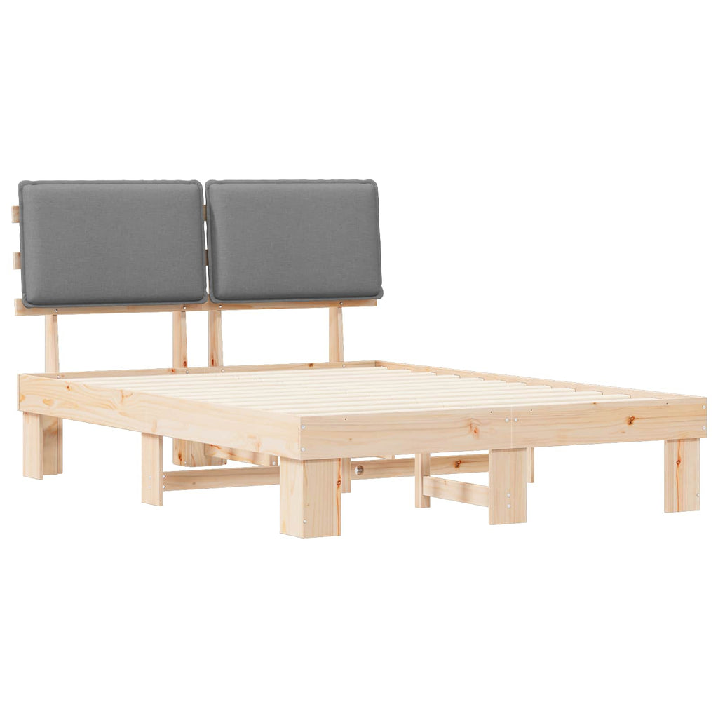 vidaXL Ramka łóżka z tapicerowanym wezgłowiem Jasnoszary 140 x 200 cm