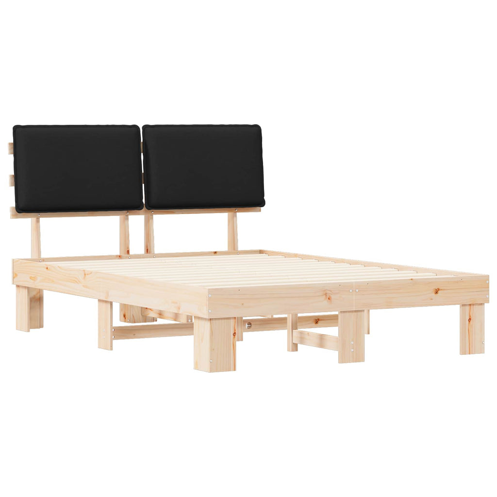 vidaXL Ramka łóżka z tapicerowanym wezgłowiem Czarny 140 x 200 cm
