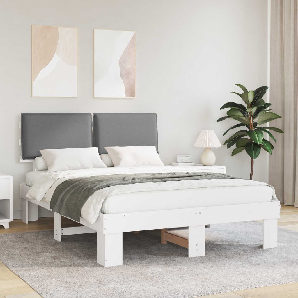 vidaXL Ramka łóżka z tapicerowanym wezgłowiem Jasnoszary 140 x 200 cm