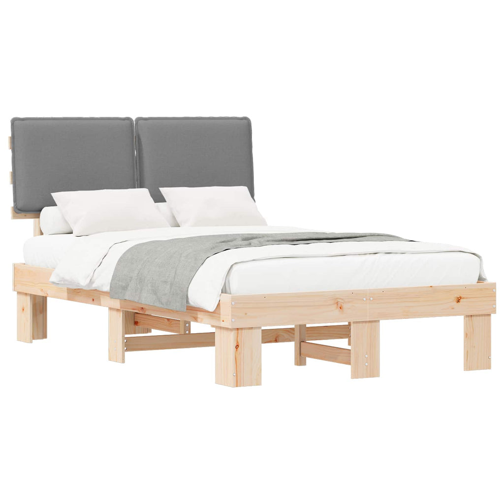 vidaXL Ramka łóżka z tapicerowanym wezgłowiem Jasnoszary 120 x 200 cm