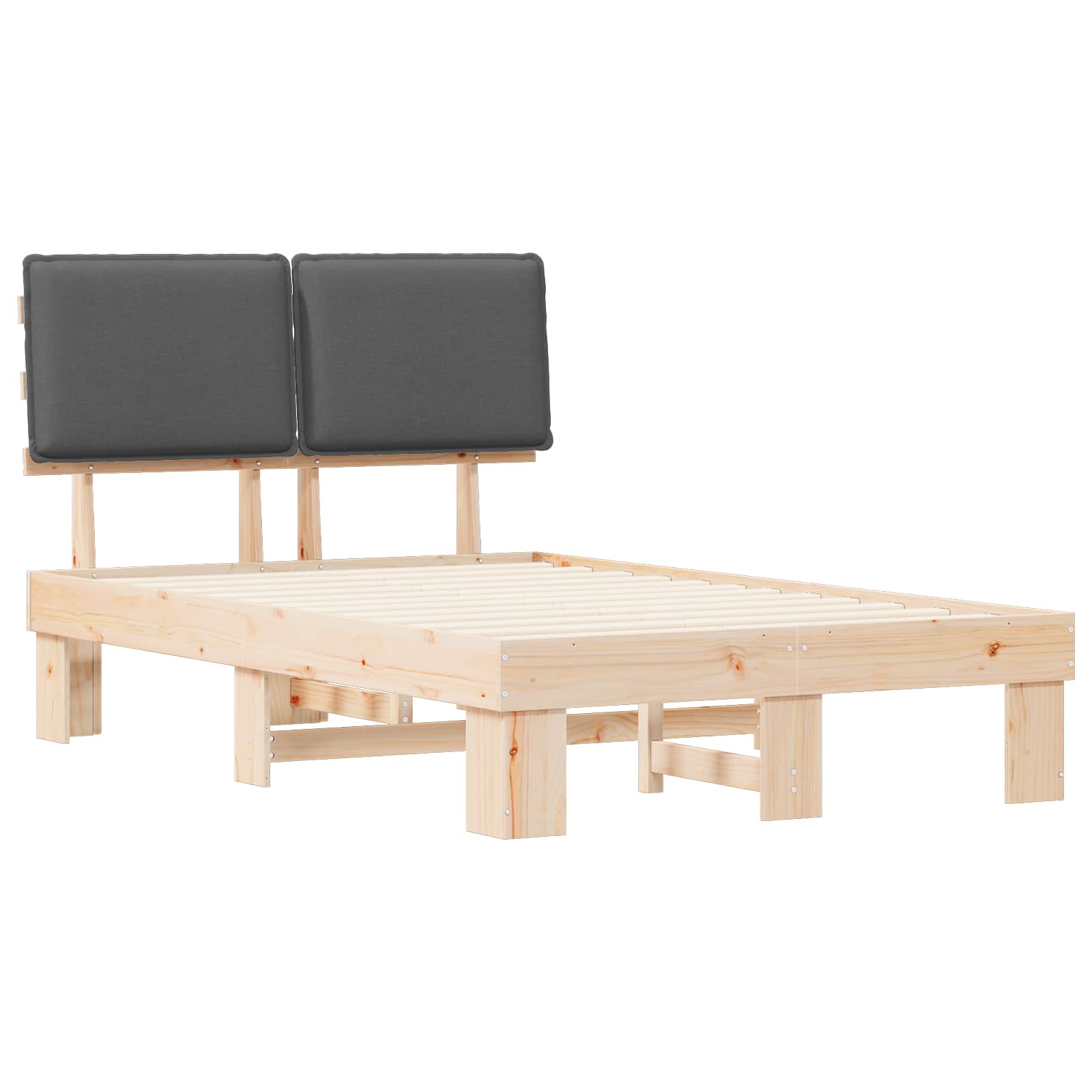 vidaXL Ramka łóżka z tapicerowanym wezgłowiem Ciemnoszary 120 x 200 cm