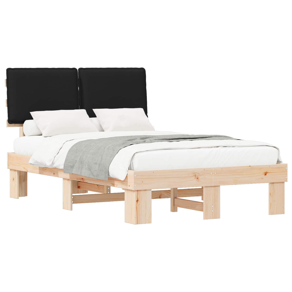 vidaXL Ramka łóżka z tapicerowanym wezgłowiem Czarny 120 x 200 cm